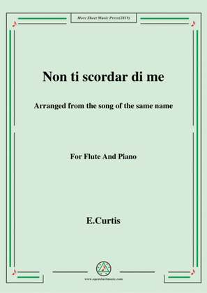 Book cover for De Curtis-Non ti scordar di me,for Flute and Piano