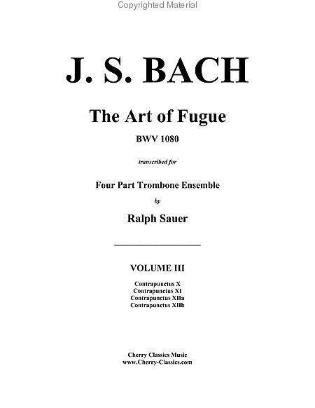 Art of Fugue, BWV 1080 Volume 3