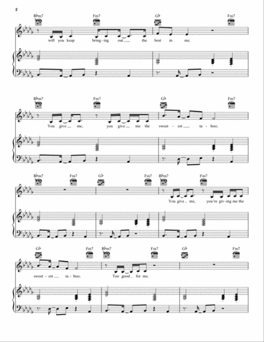 The Sweetest Taboo Piano, Vocal, Guitar scores gallery preview page 2