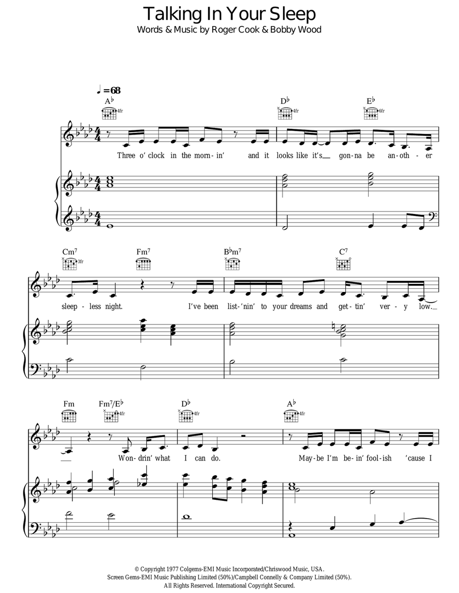 Talking In Your Sleep Guitar scores gallery preview page 1