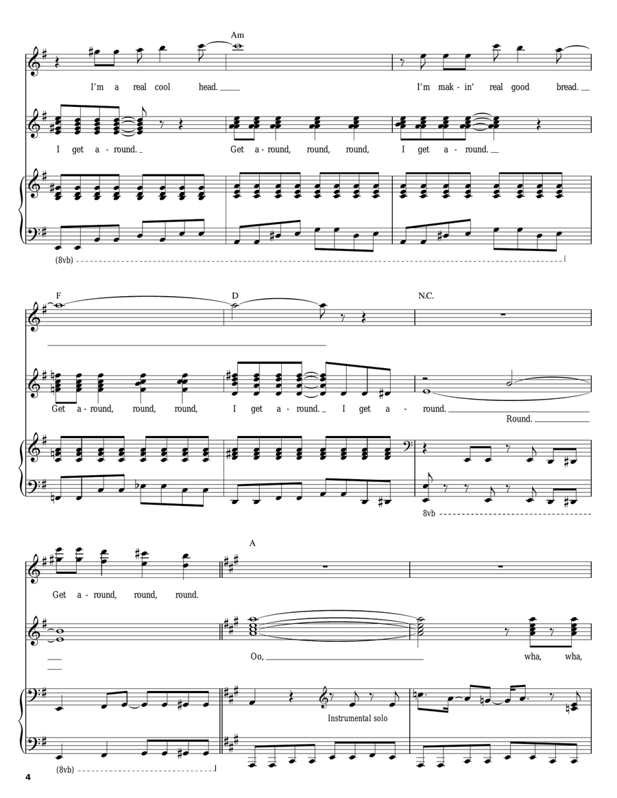 I Get Around Piano, Vocal scores gallery preview page 4