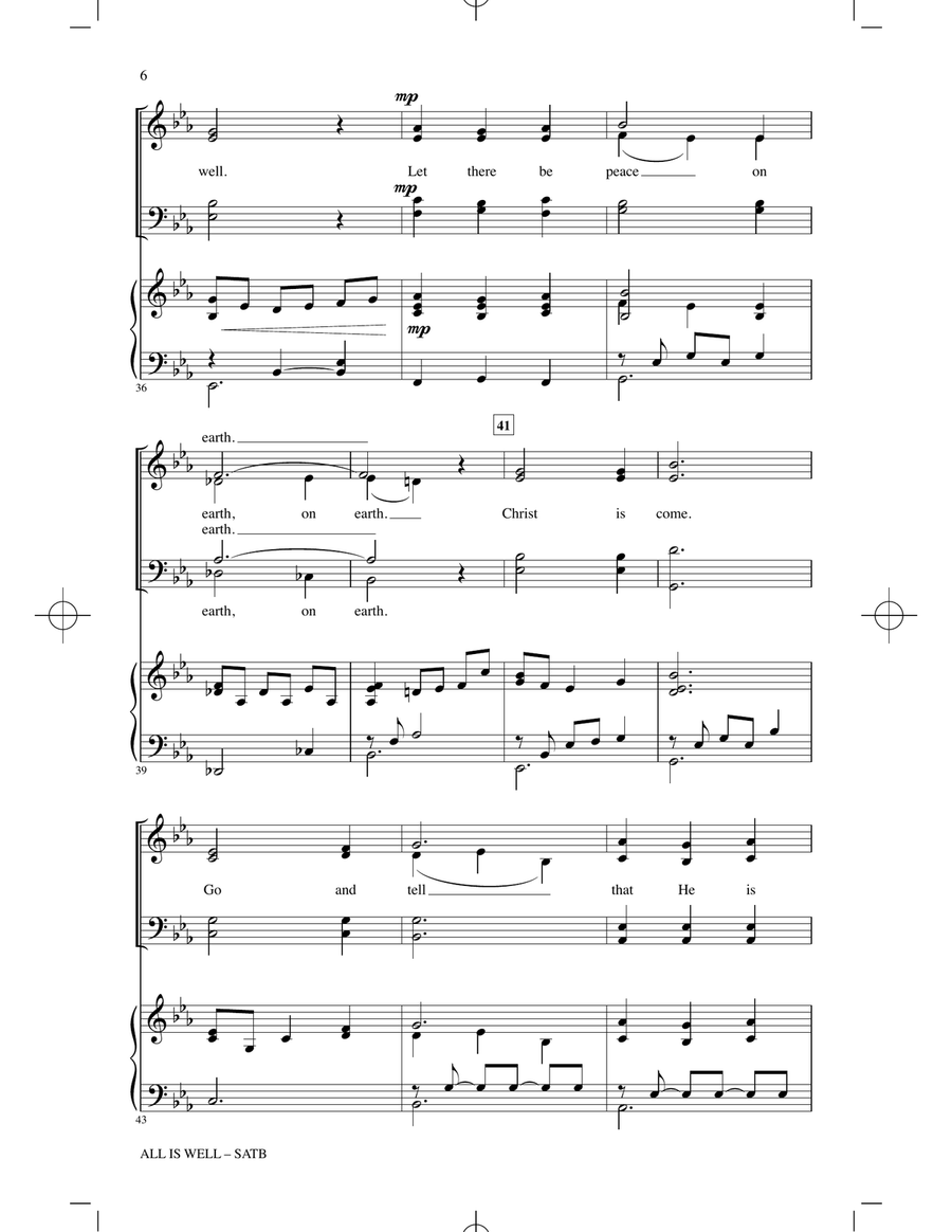 All Is Well (arr. Michael Barrett) 4-Part scores gallery preview page 4