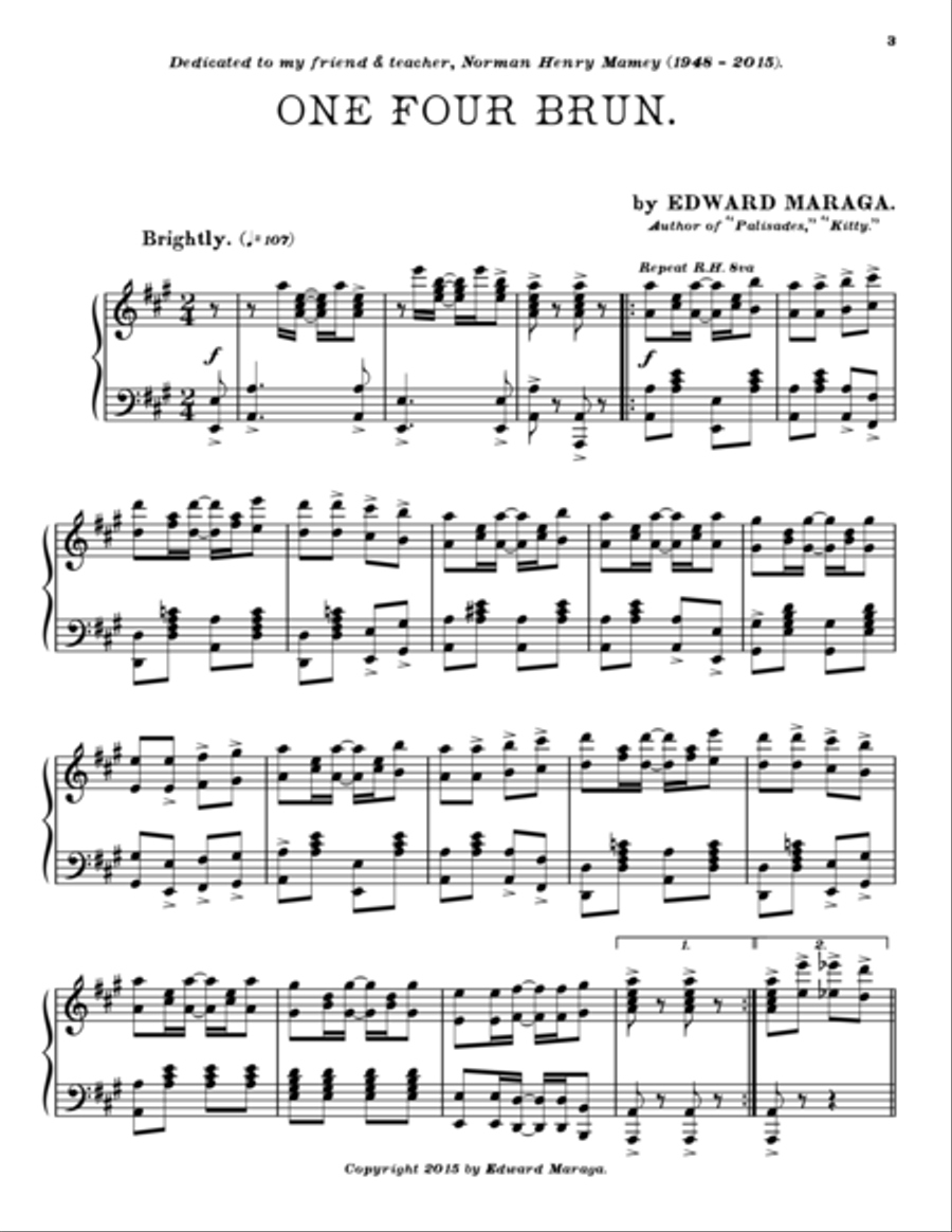 One Four Brun Piano Solo scores gallery preview page 1
