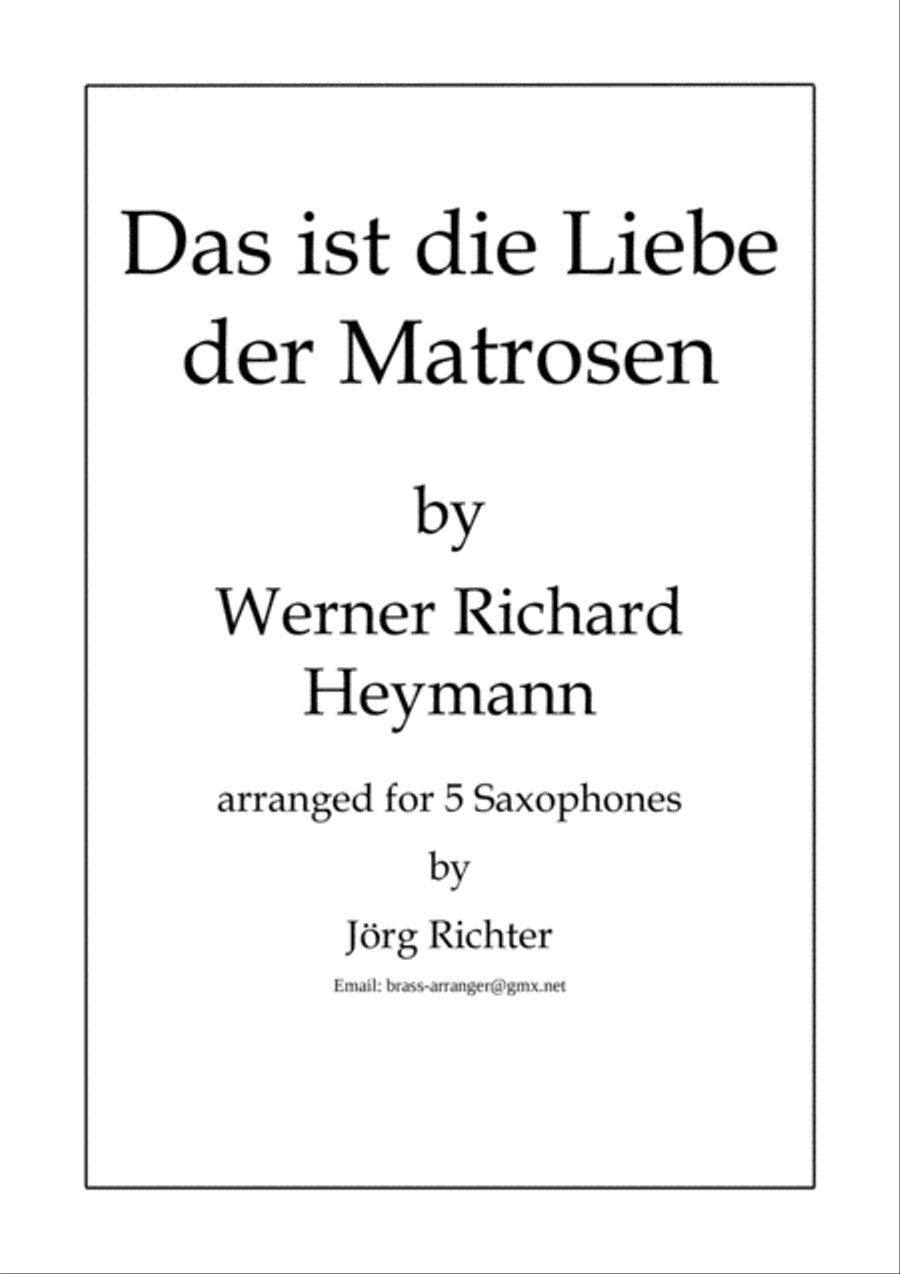 Das Ist Die Liebe Der Matrosen Saxophone Quintet scores gallery preview page 1