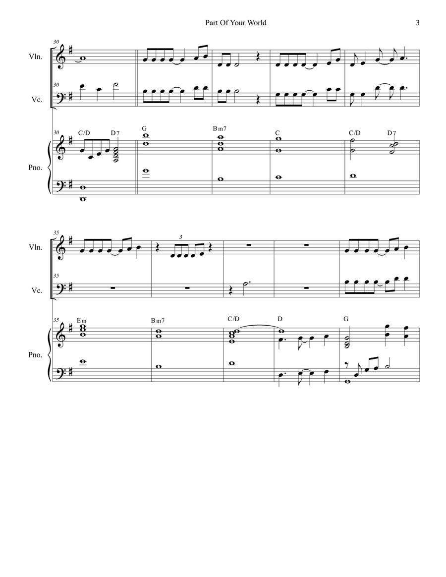 Part Of Your World Piano Trio scores gallery preview page 3