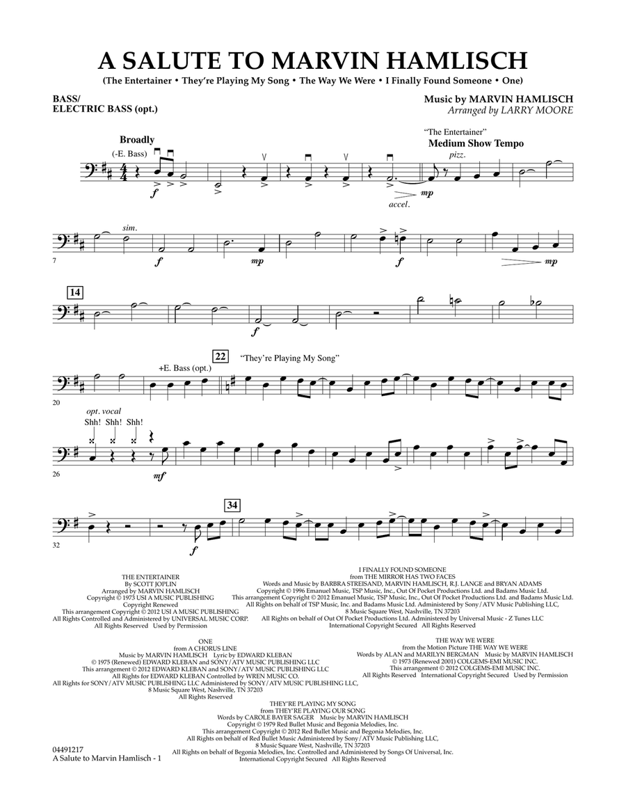 A Salute To Marvin Hamlisch - Bass Orchestra scores gallery preview page 1