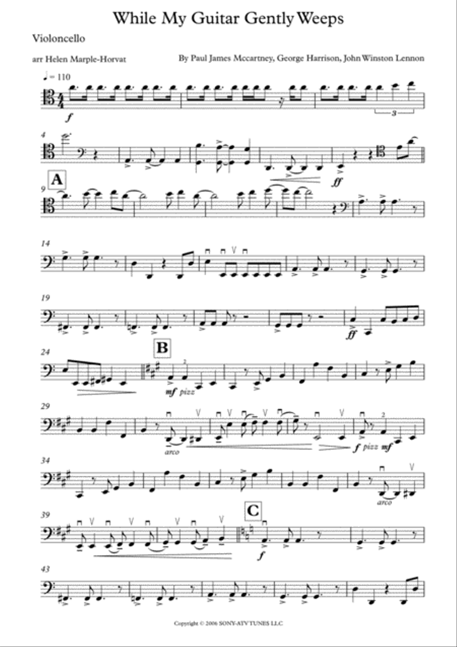 While My Guitar Gently Weeps String Quartet scores gallery preview page 3