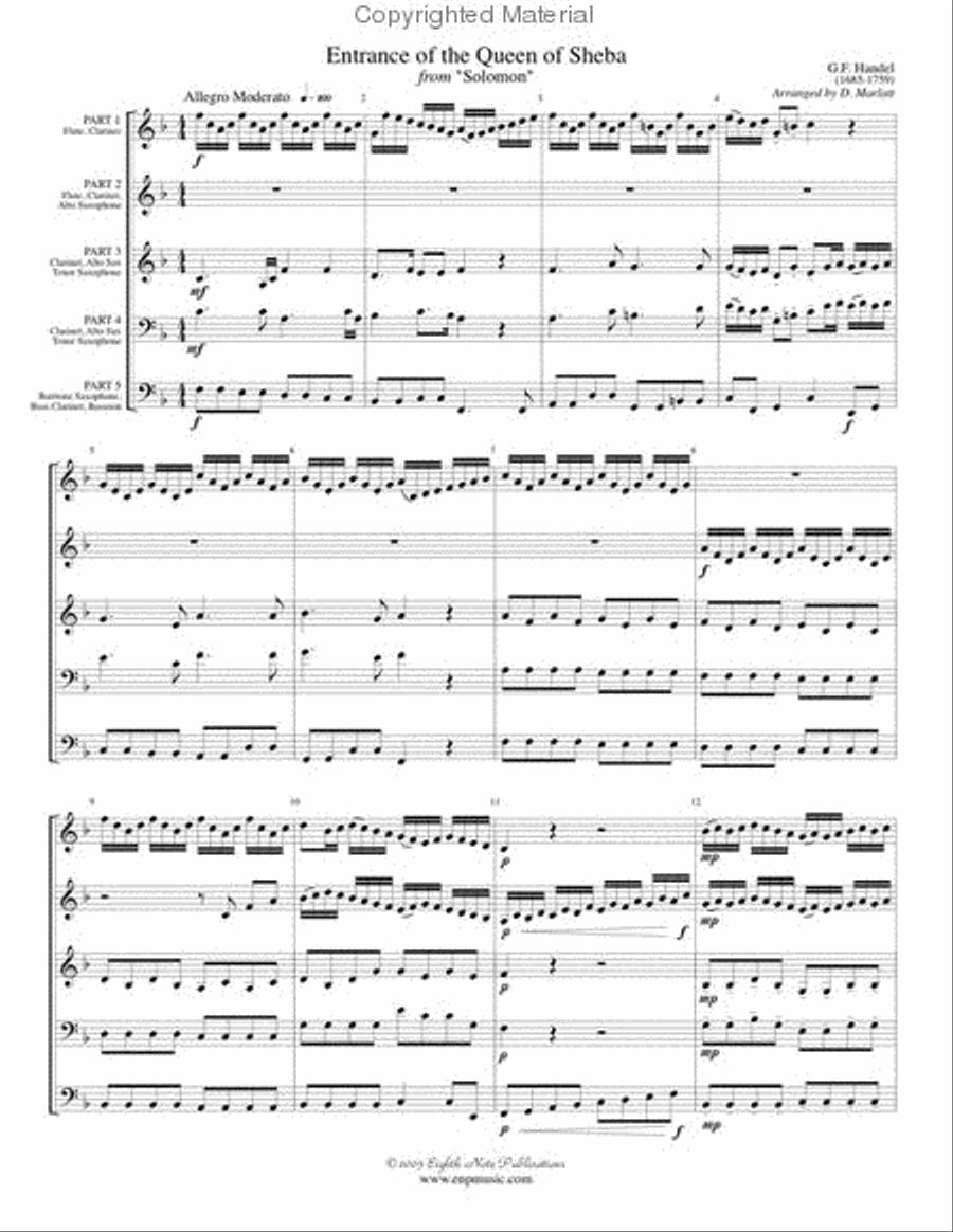 Entrance of the Queen of Sheba Woodwind Ensemble scores gallery preview page 2