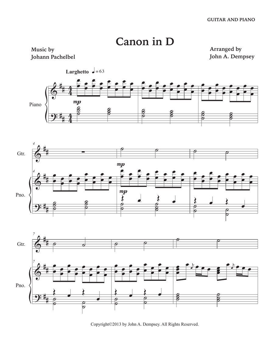 Canon in D (Guitar and Piano) Acoustic Guitar scores gallery preview page 5