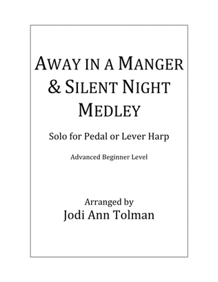 Book cover for Away in a Manger & Silent Night Medley, Harp Solo