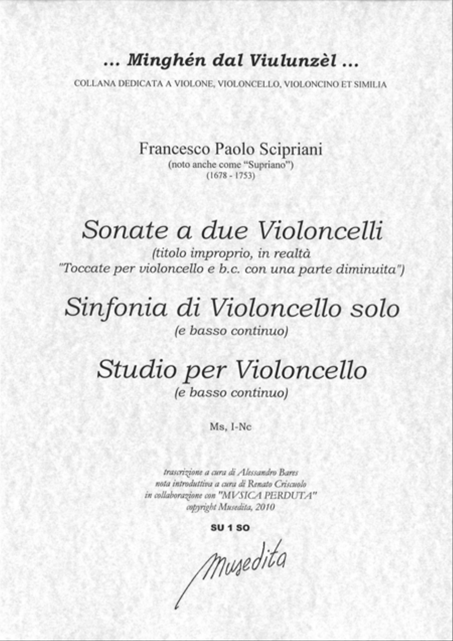 11 Toccate, Sonata e Studio (Ms, I-Nc) Cello Solo scores gallery preview page 1