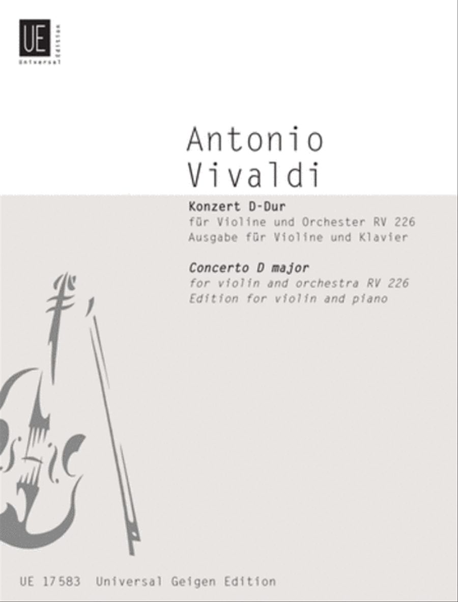 Concerto in D Major, Violin/Pi by Antonio Vivaldi Violin Solo - Sheet Music