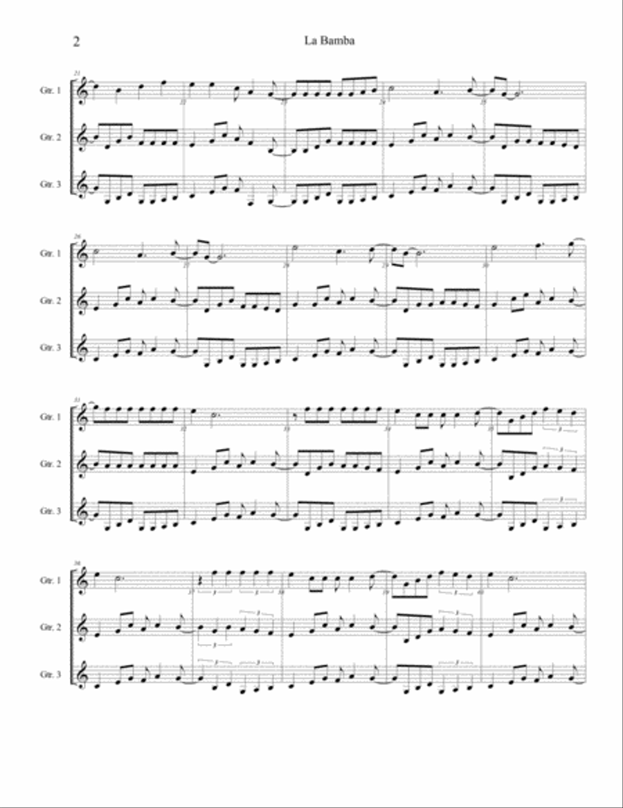La Bamba Guitar scores gallery preview page 2