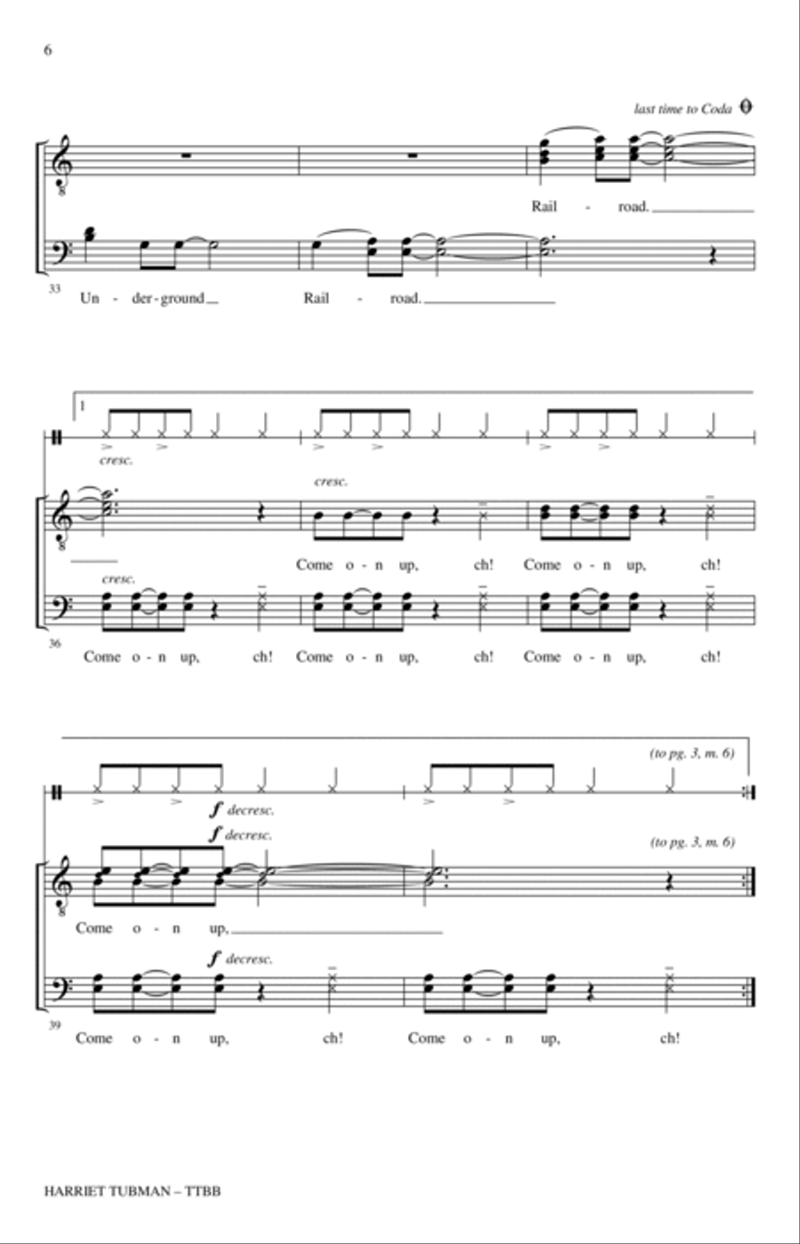 Harriet Tubman (arr. Kathleen McGuire) TTBB scores gallery preview page 4
