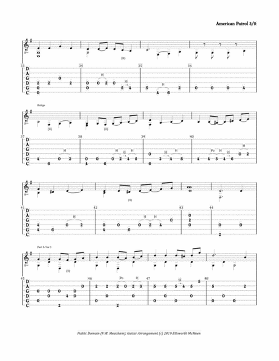 American Patrol march (For Fingerstyle Guitar Tuned CGDGAD) image number null