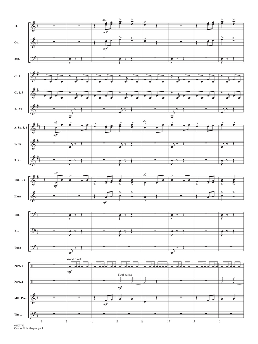 Quebec Folk Rhapsody - Full Score Concert Band scores gallery preview page 4