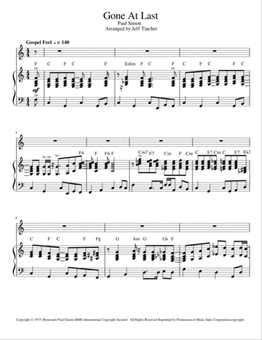 Gone At Last Piano, Vocal, Guitar scores gallery preview page 2