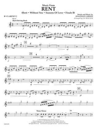 Music from Rent (arr. Jay Bocook) - Bb Clarinet 2