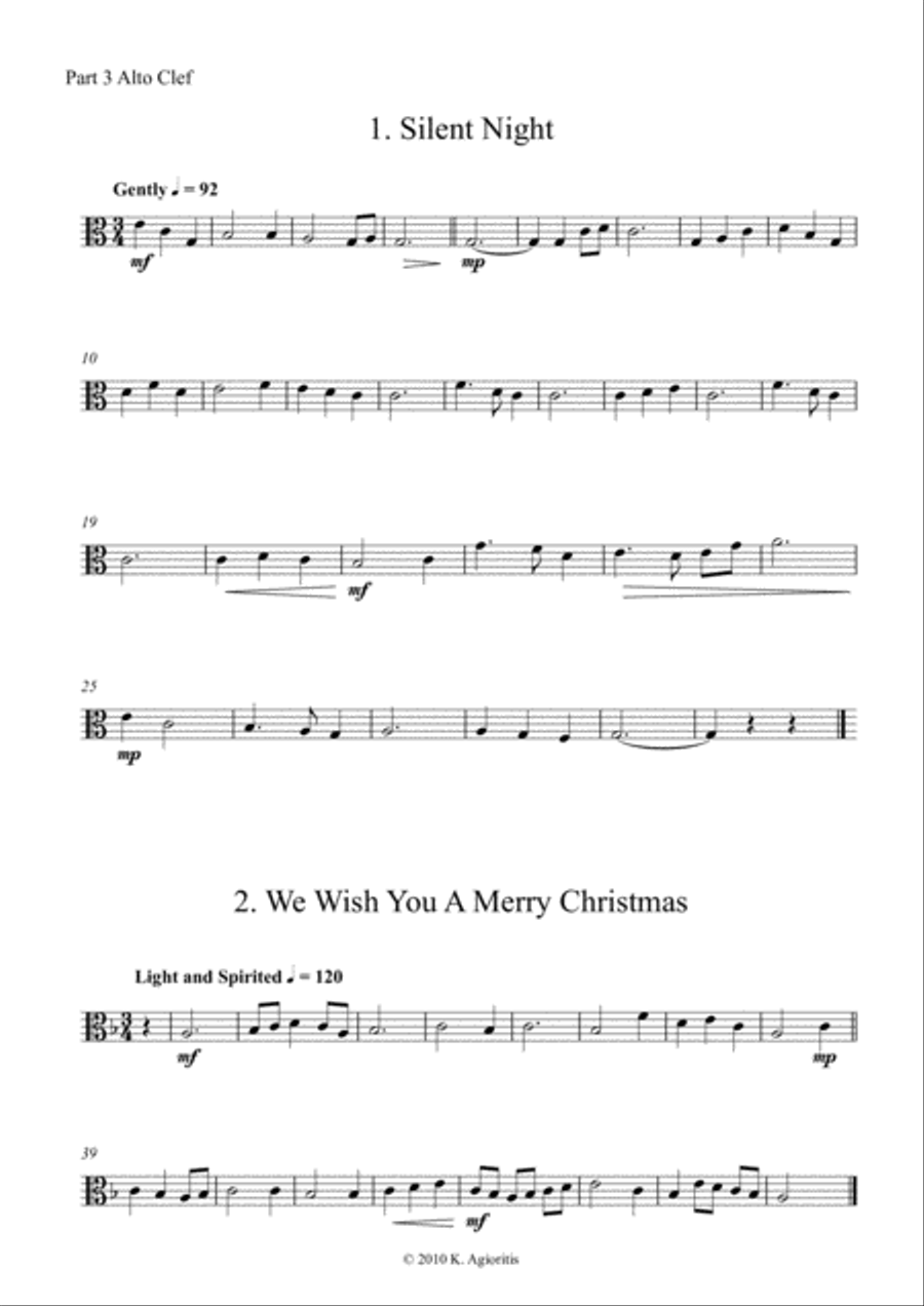 Carols for Four (or more) - Fifteen Carols with Flexible Instrumentation - Part 3 - Alto Clef