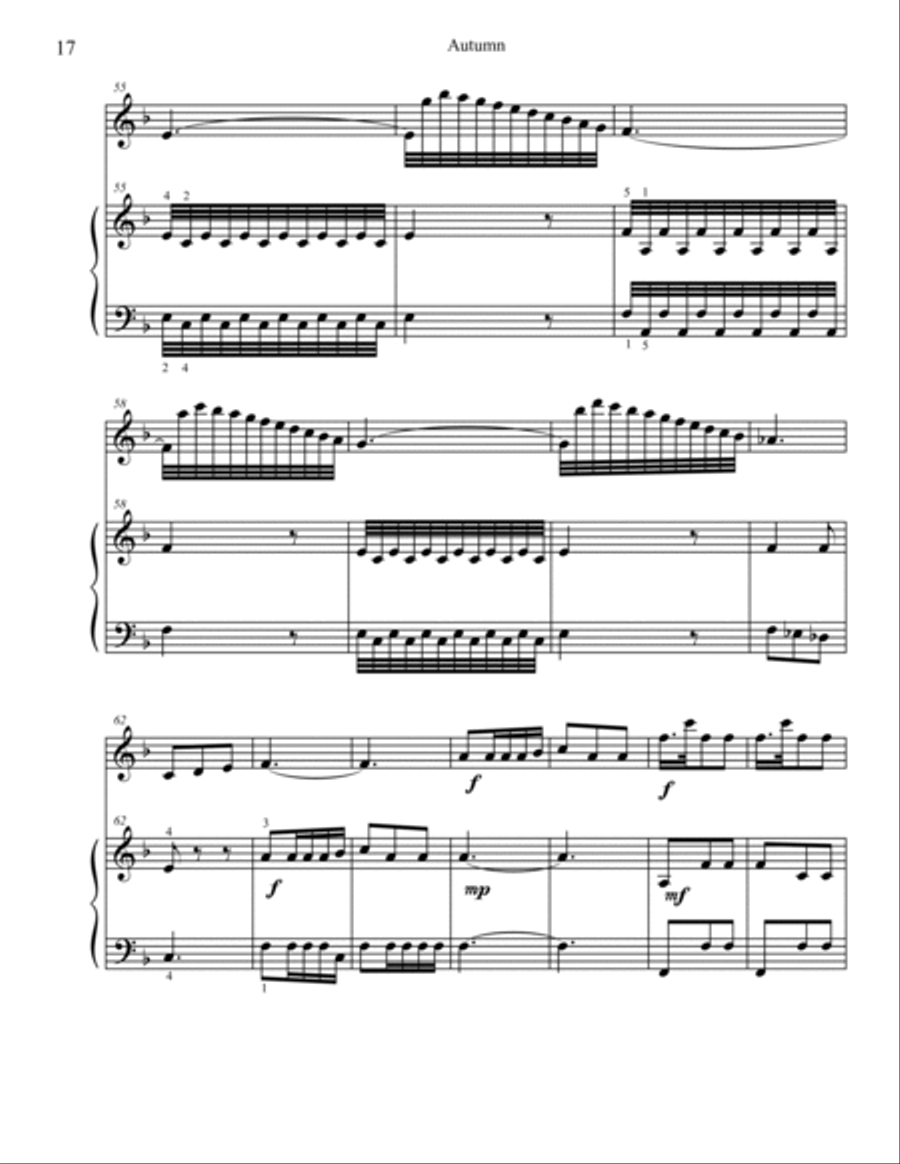 Classical Duets for Flute & Piano: Autumn from Vivaldi's Four Seasons Woodwind Duet scores gallery preview page 4