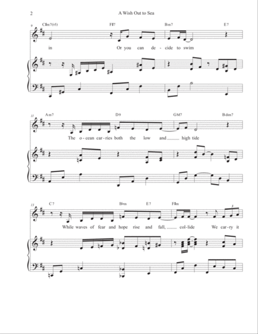 A Wish Out to Sea Piano, Vocal, Guitar scores gallery preview page 2