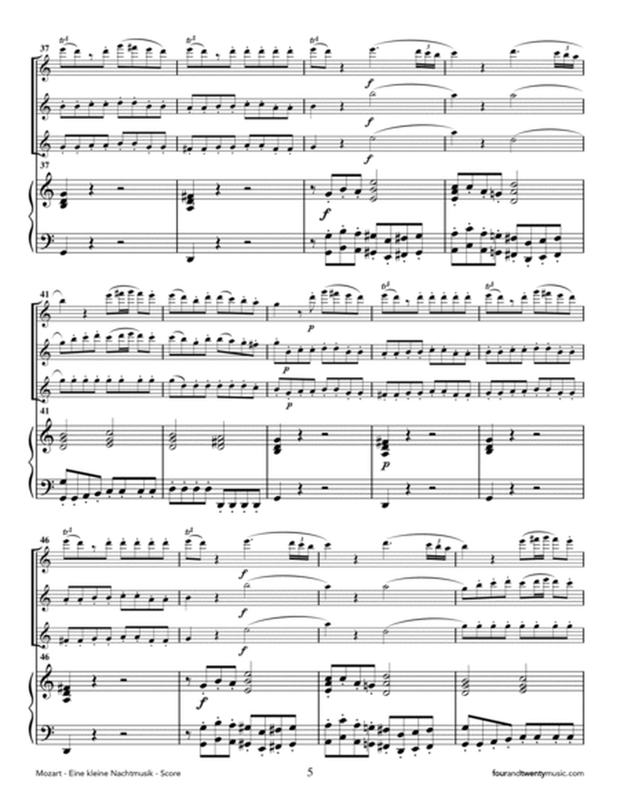 Eine Kleine Nachtmusik, first movement - for three flutes & piano image number null