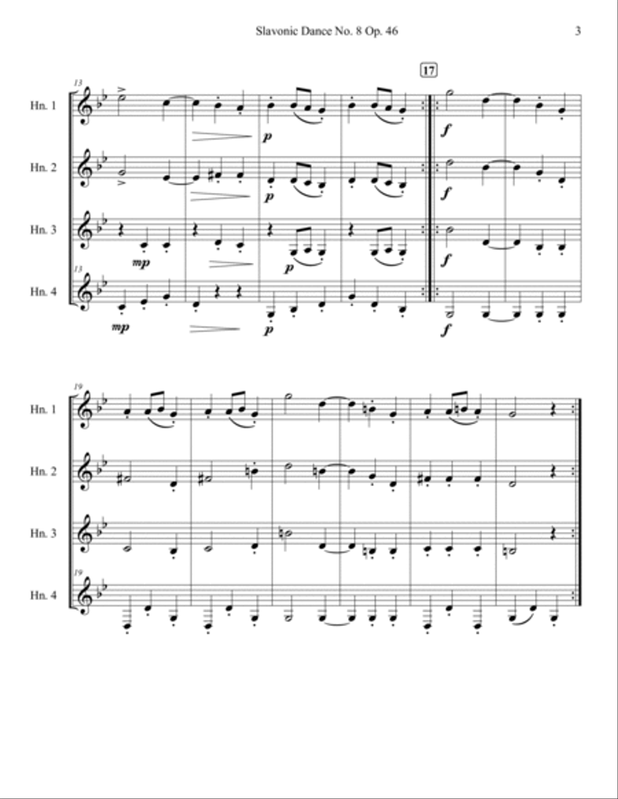 Slavonic Dance Op. 46 No. 8 Brass Quartet scores gallery preview page 3