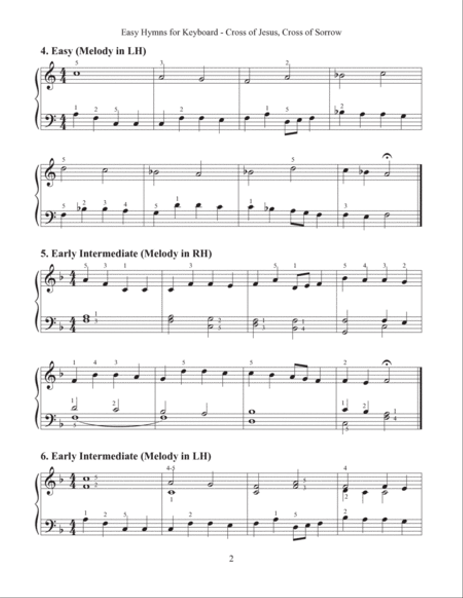 Cross of Jesus, Cross of Sorrow (Easy Hymns for Keyboard) Piano Method scores gallery preview page 4