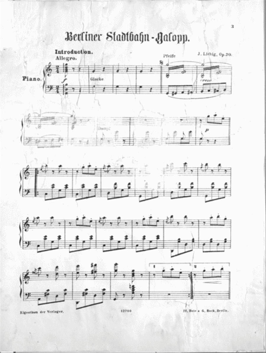 Berliner Stadtbahn Galopp fur das Pianoforte Piano Solo scores gallery preview page 2