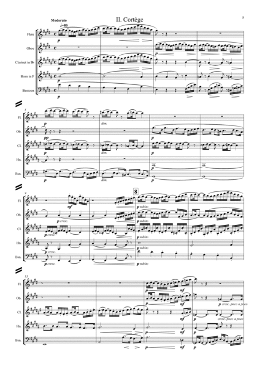 Debussy: Petite Suite (Complete - En bateau, Cortege, Minuet & Ballet) - wind quintet Woodwind Quintet scores gallery preview page 6