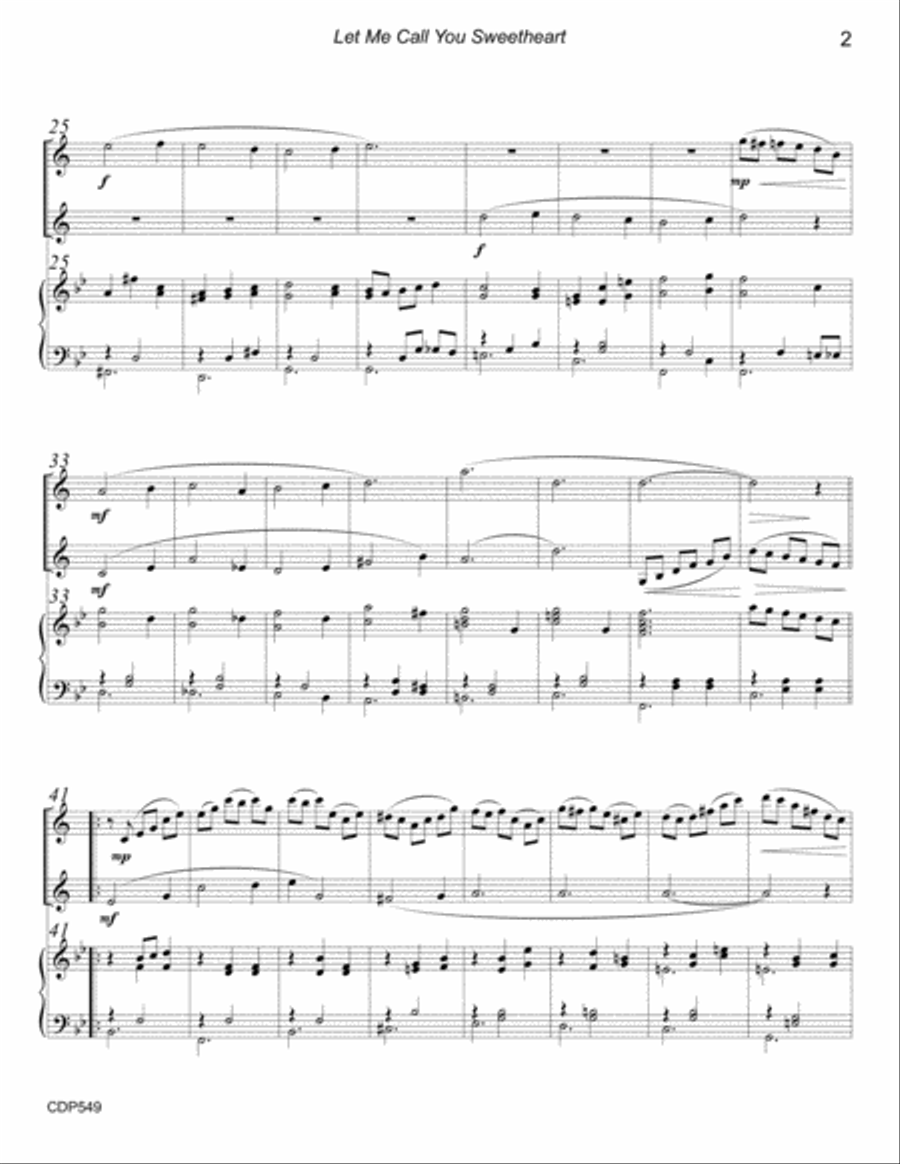 LET ME CALL YOU SWEETHEART - CLARINET DUET with Piano Accompaniment Clarinet Duet scores gallery preview page 2