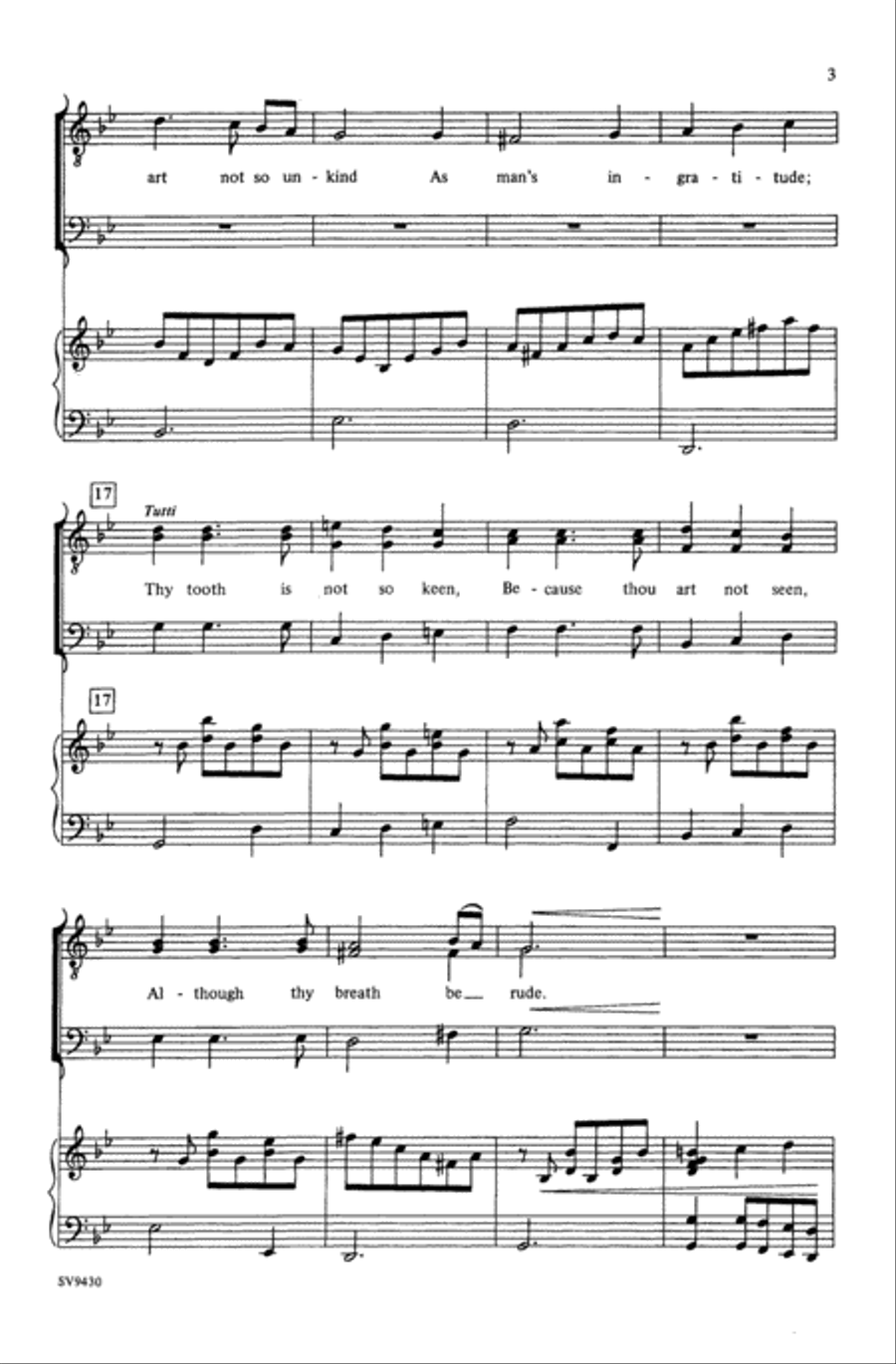 Blow, Blow, Thou Winter Wind Men's Choir scores gallery preview page 3