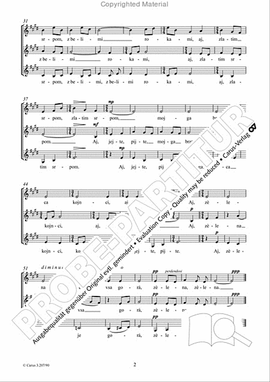 Aj, zelena je vsa gora Women's Choir scores gallery preview page 3