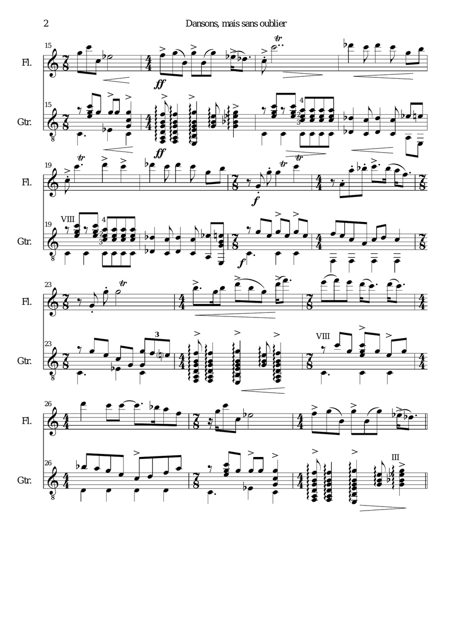 Haitian lullaby (Final movement Dodo Titite - Dansons sans oublier) - flute and guitar Flute scores gallery preview page 2