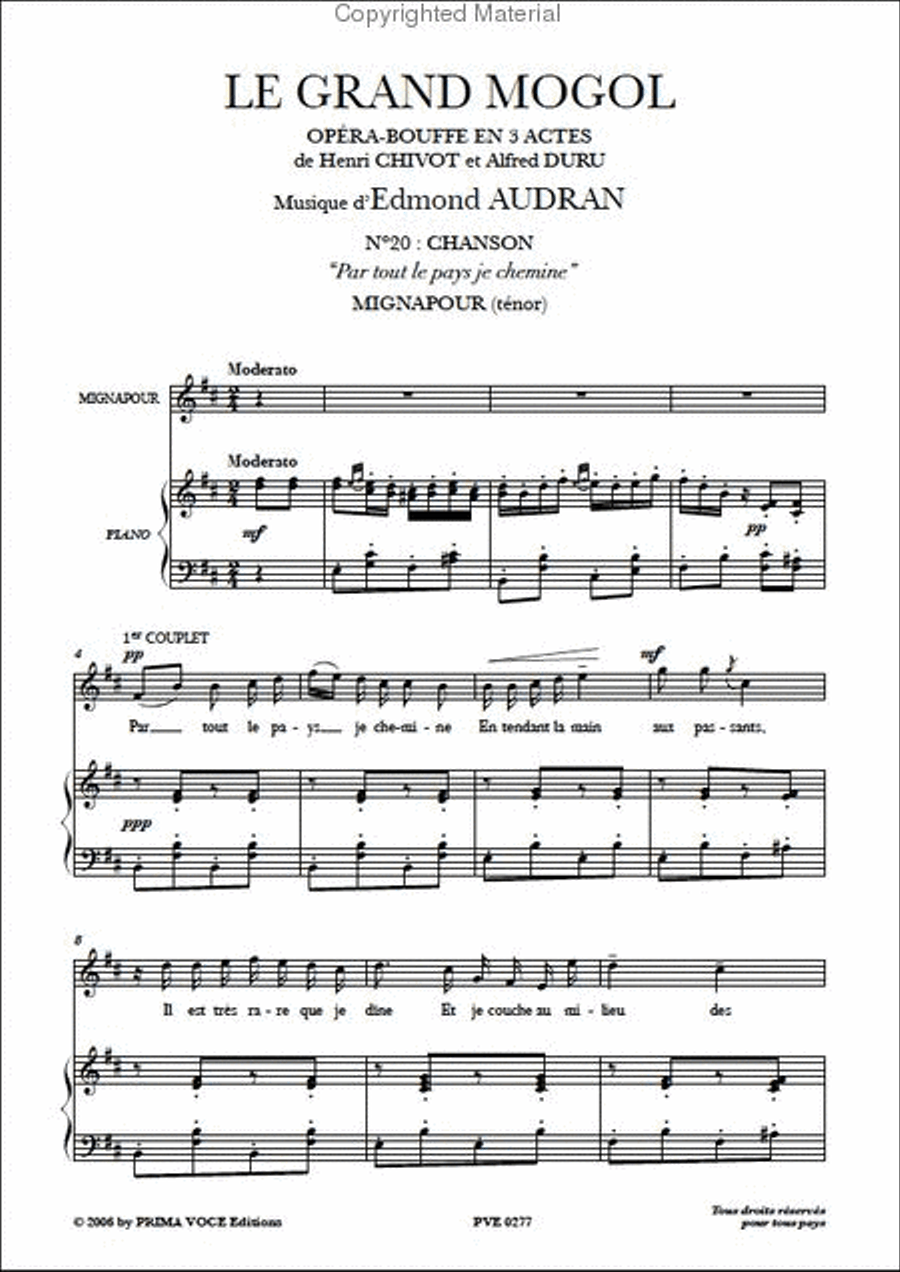 Par tout le pays je chemine from Le Grand Mogol Tenor Voice scores gallery preview page 2