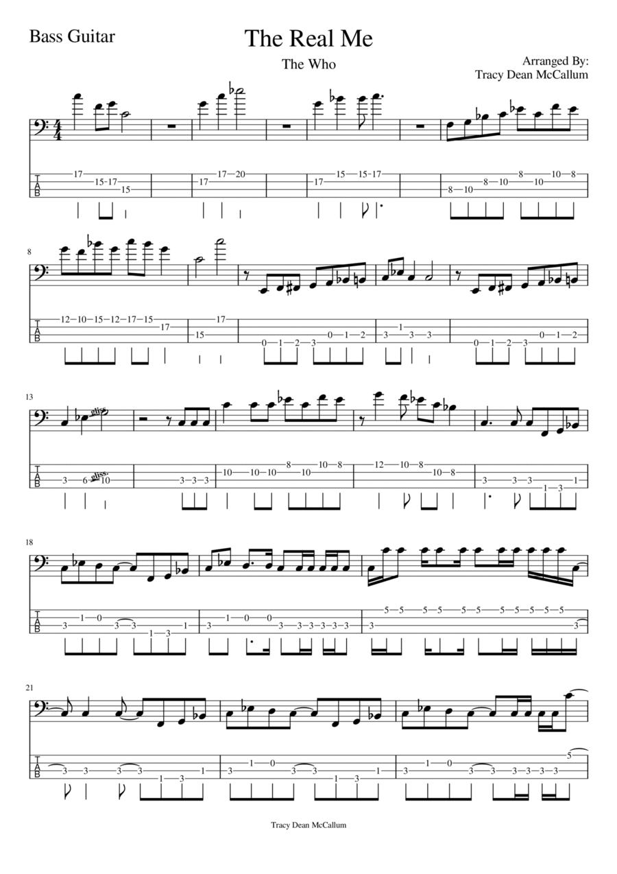 The Real Me Guitar Tablature scores gallery preview page 1
