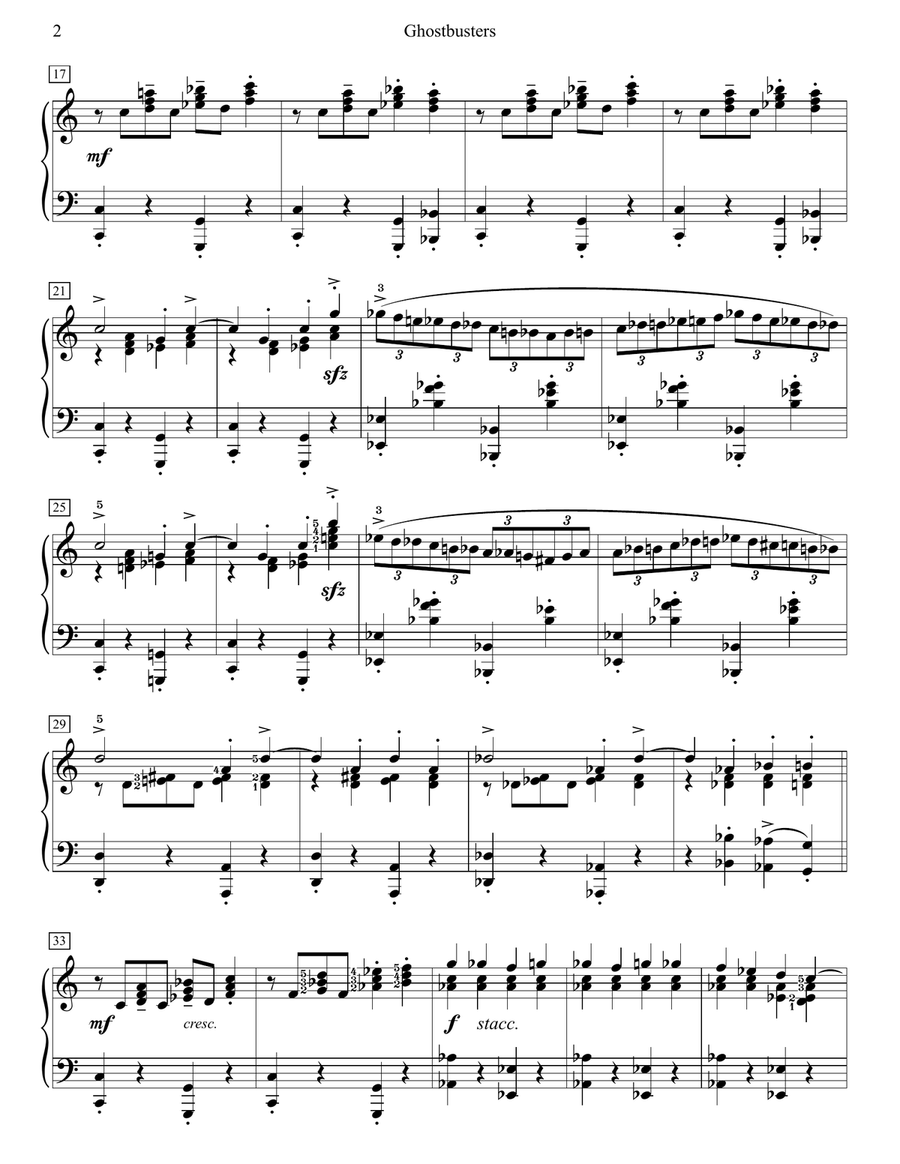 Main Title Theme (ghostbusters) Piano Solo scores gallery preview page 2