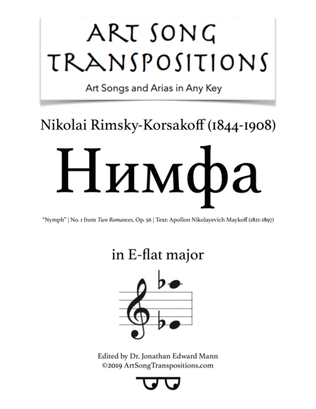 Book cover for RIMSKY-KORSAKOFF: Нимфа, Op. 56 no. 1 (transposed to E-flat major, "The Nymph")
