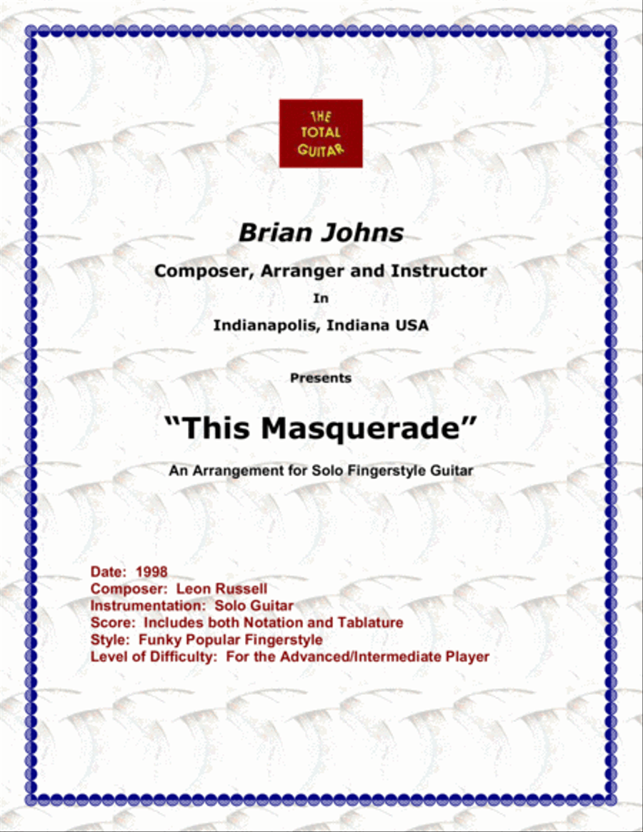 This Masquerade Guitar Tablature scores gallery preview page 1
