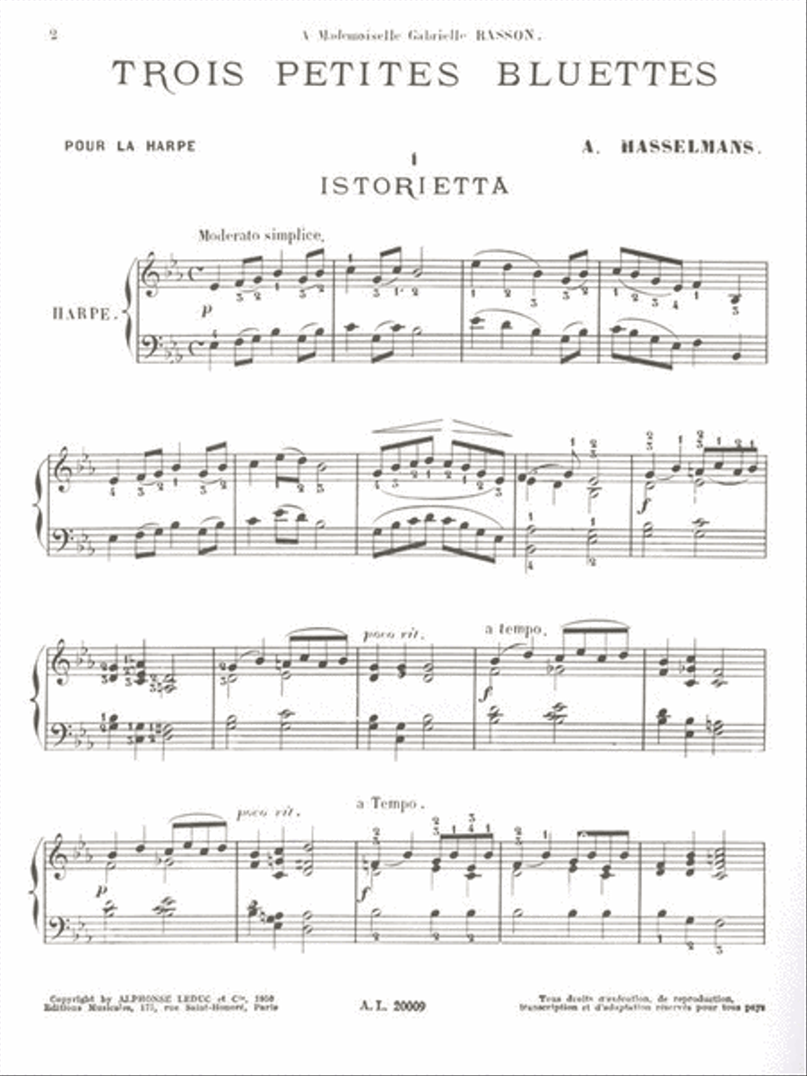 Trois Petites Bluettes Op. 28 Harp scores gallery preview page 2