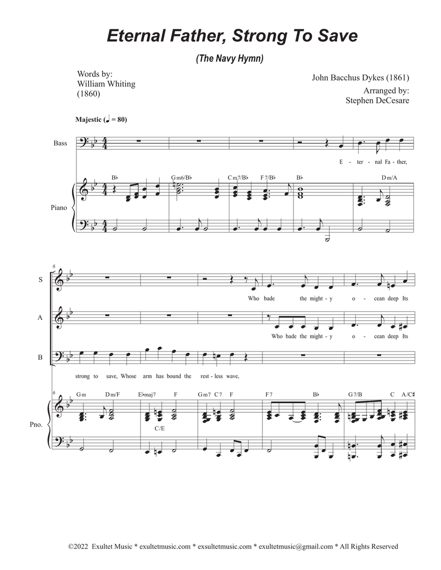 Eternal Father, Strong To Save (The Navy Hymn) (Vocal Trio - (SAB) Eternal Father, Strong To Save (The Navy Hymn) (Vocal Trio - (SAB) 3-Part scores gallery preview page 1