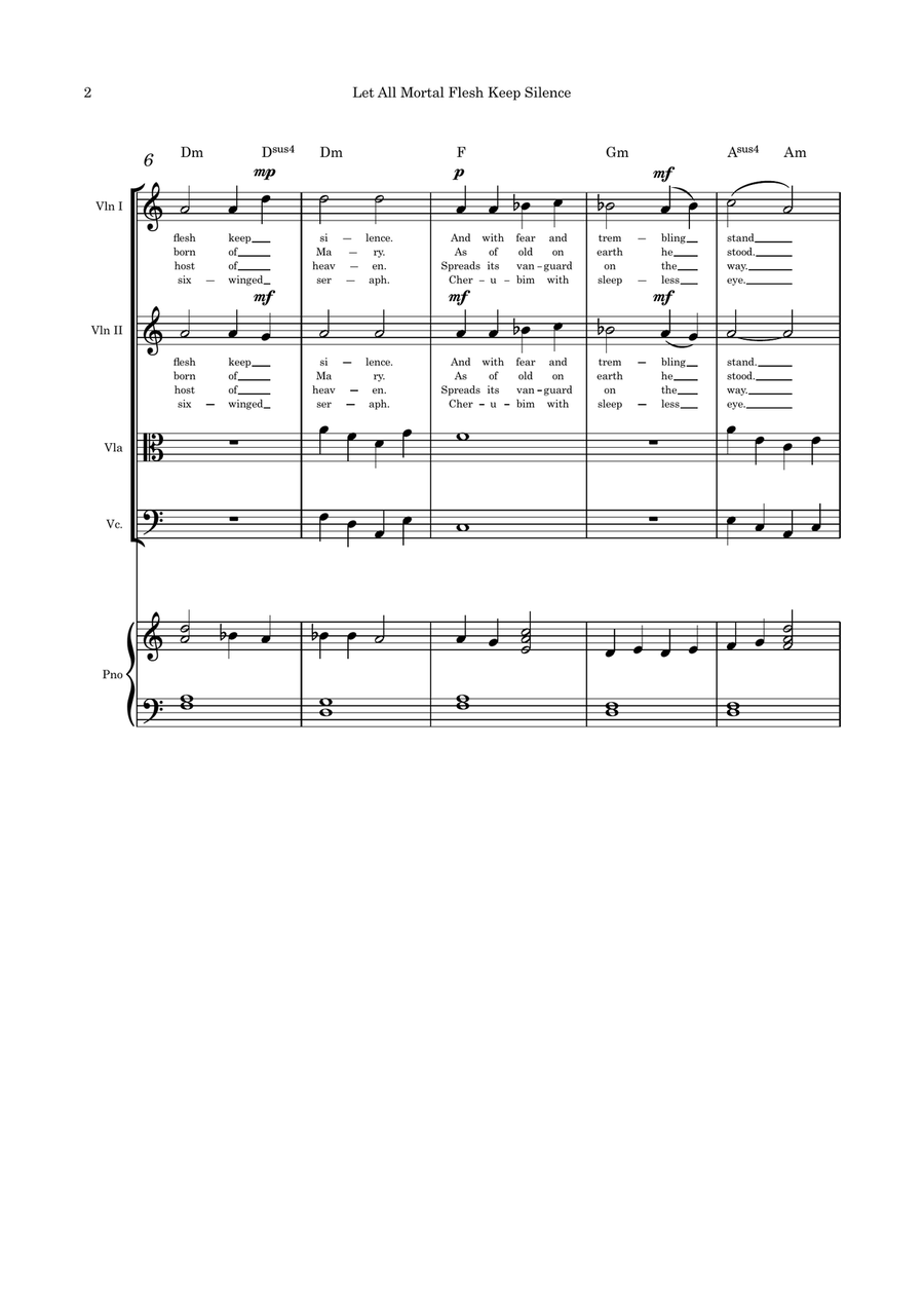 Let All Mortal Flesh Keep Silence strings quartet and Piano Piano Quartet scores gallery preview page 2