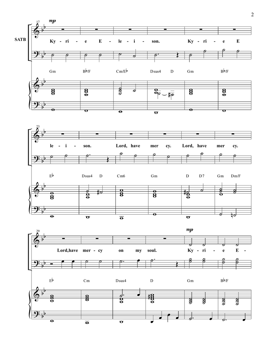 Kyrie (Lord Have Mercy) 4-Part scores gallery preview page 3