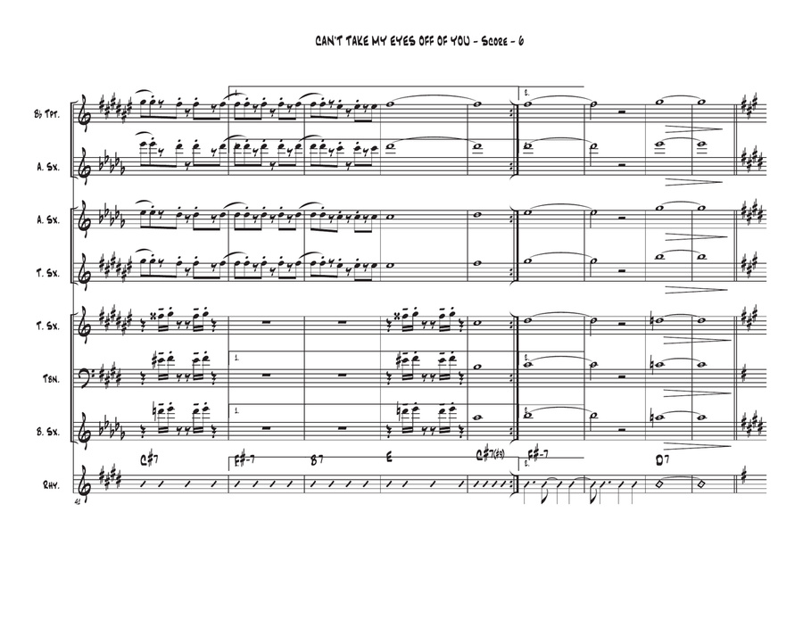 Can't Take My Eyes Off Of You Tenor Saxophone scores gallery preview page 6
