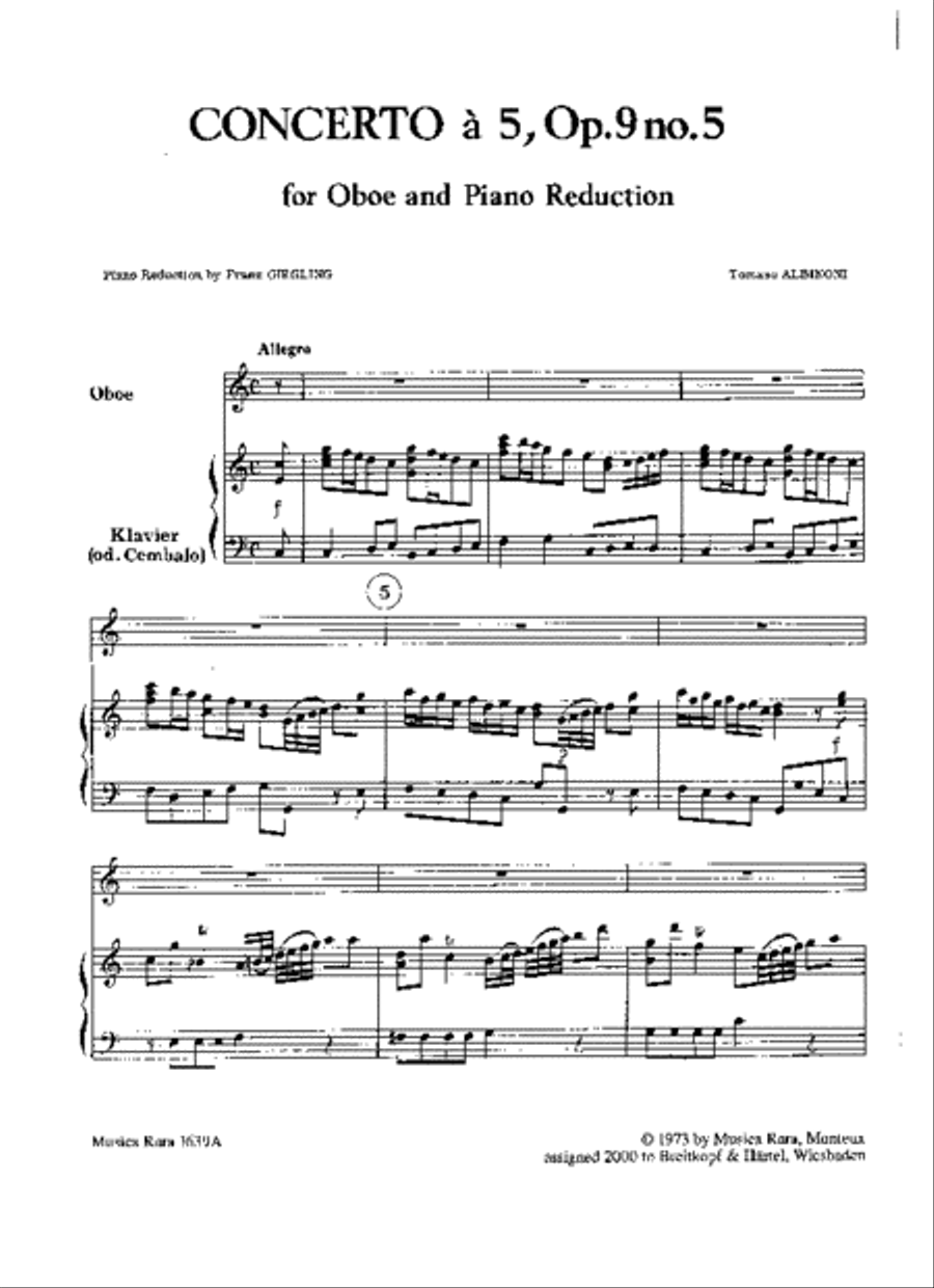 Concerto a 5 in C Op. 9/5 Piano scores gallery preview page 2