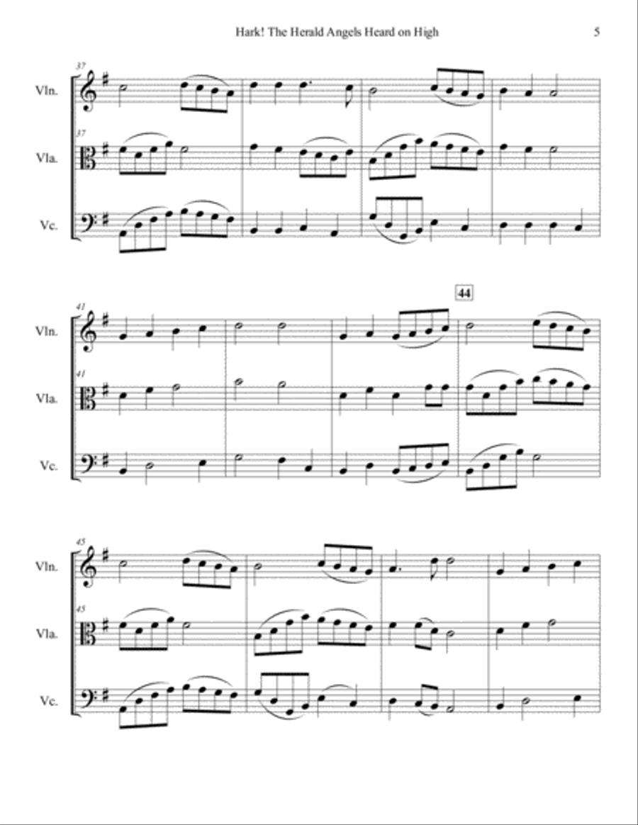 Hark! The Herald Angels Heard on High for String Trio String Trio scores gallery preview page 5