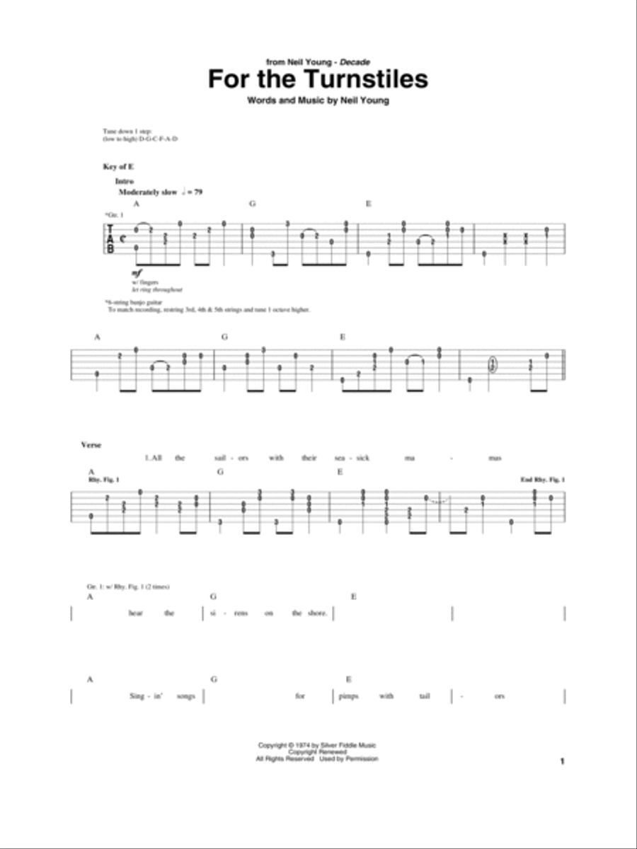 For The Turnstiles Guitar scores gallery preview page 1