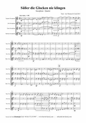 Book cover for Süßer die Glocken nie klingen - German Christmas Song - Saxophone Quartet