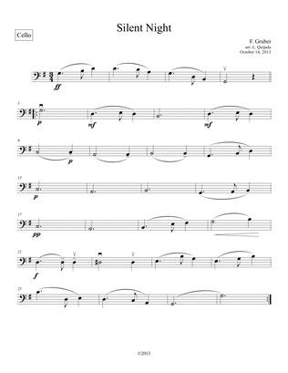 Book cover for Silent Night, for intermediate string orchestra. SCORE and PARTS.