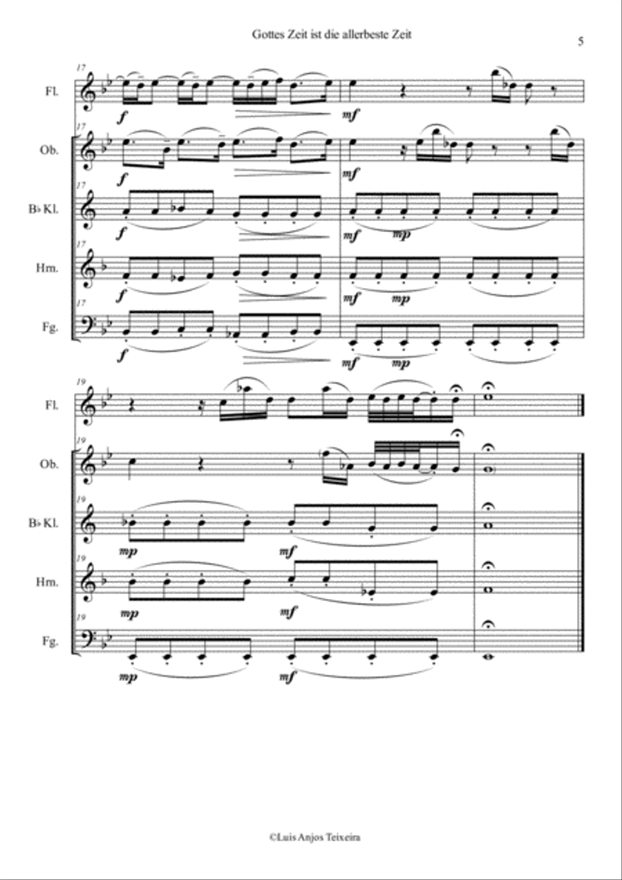 Gottes Zeit ist die allerbeste Zeit - For Woodwind Quintet Woodwind Quintet scores gallery preview page 6